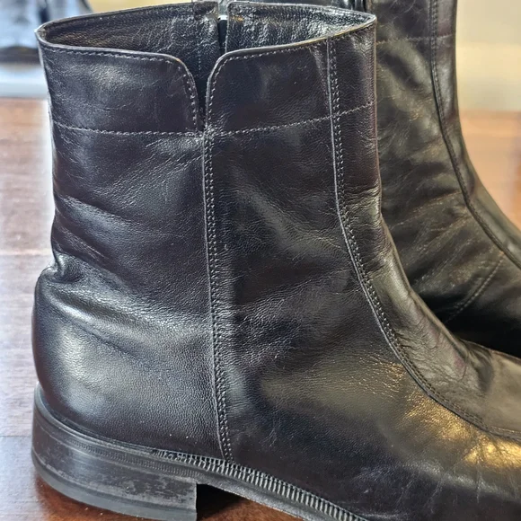 Florsheim Mens Boots Duke Genuine Leather Bike Toe With Zippers Black Color